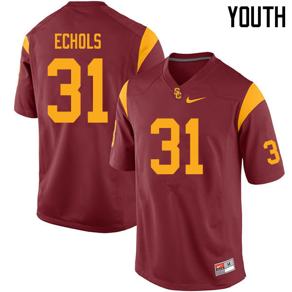 Youth #31 Hunter Echols USC Trojans College Football Jerseys Sale-Cardinal